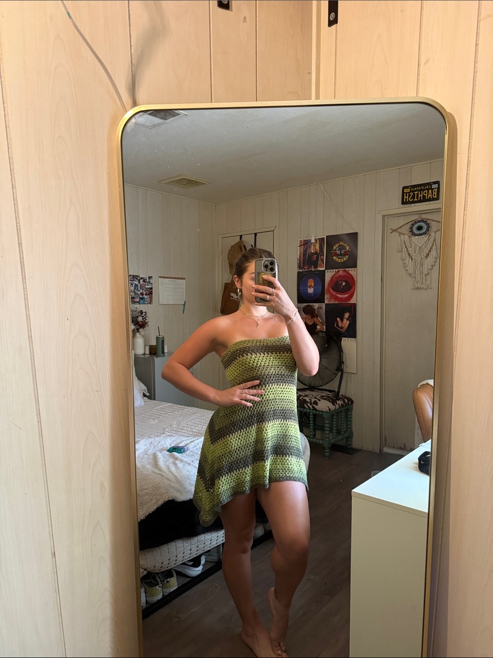 Strapless Green Ombre Knit Mini Dress VERSATILE